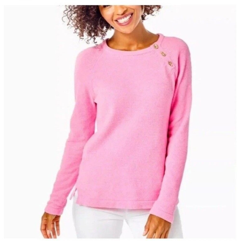 Lilly Pulitzer Mandevilla Baby PINK PIPPIN SWEATER Round Neck Charms XS